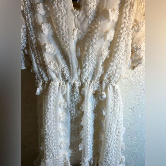 Dress by Vernacular, mini to knee, ivory cream with gorgeous floral poofs Medium - Picture 13 of 16